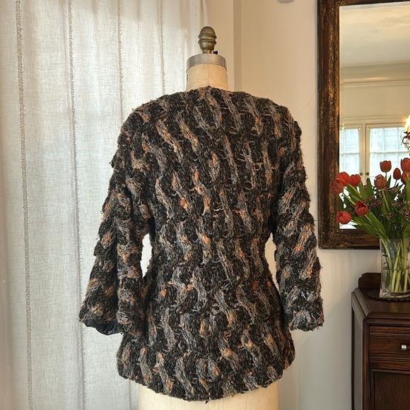Knit Blazer by Thorn. Small. Wool, Acrylic, Mohair, & Nylon. Lining 100% Silk. - Picture 3 of 7